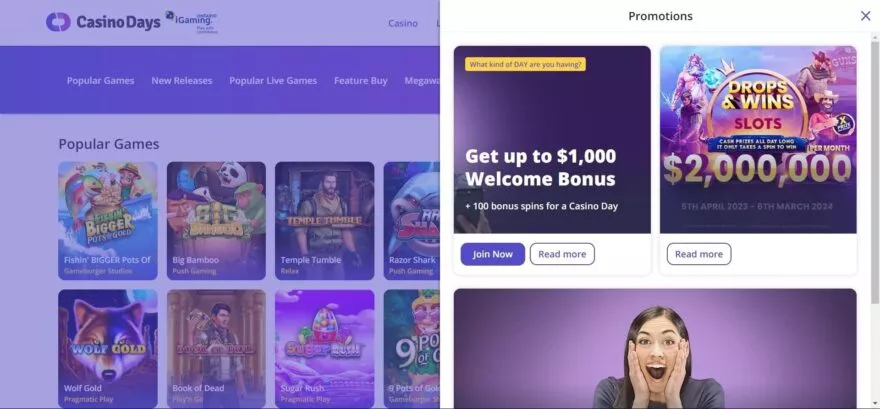 Days casino bonuses