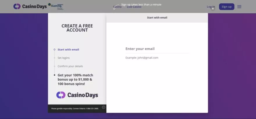 Days casino sign up