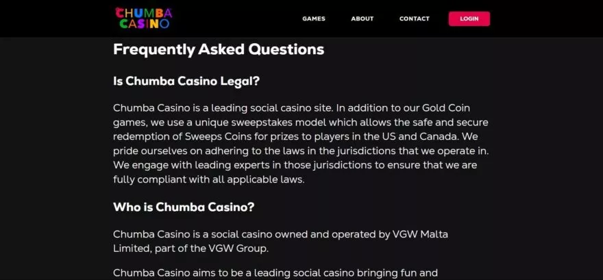 Chumba casino faq