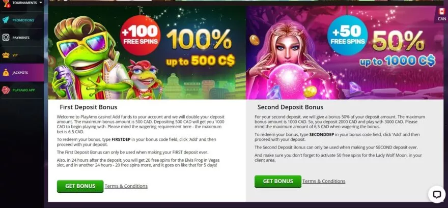 Playamo casino bonuses