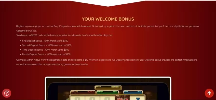 Royal Vegas casino bonuses