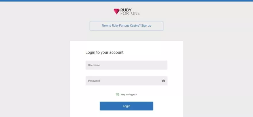 Ruby Fortune casino login