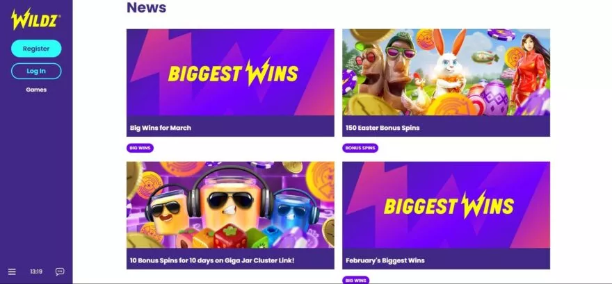 Wildz casino bonuses