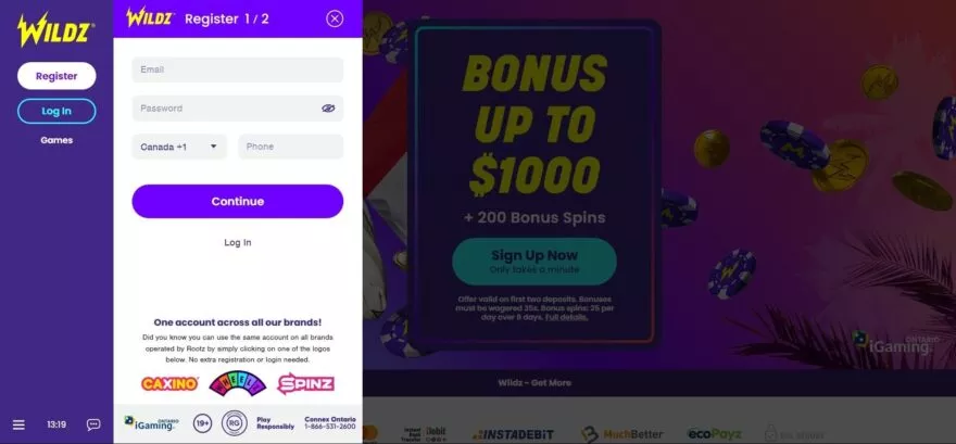 Wildz casino sign up